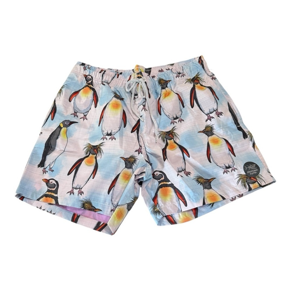 Psycho Tuna Penguin Swim Trunks Size M – NWT